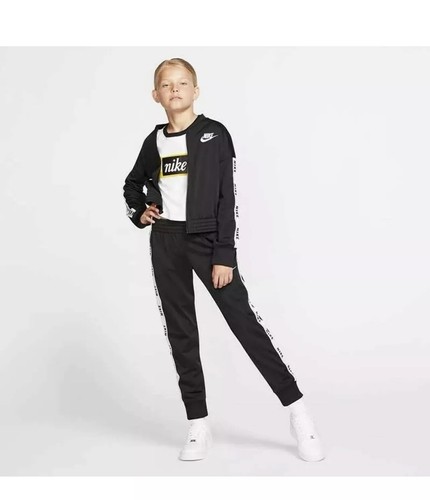 Nike Sportswear NSW Girl’s Tracksuit Size XS Age 6 -7 Yrs Black White CV9657 010 - Picture 1 of 11