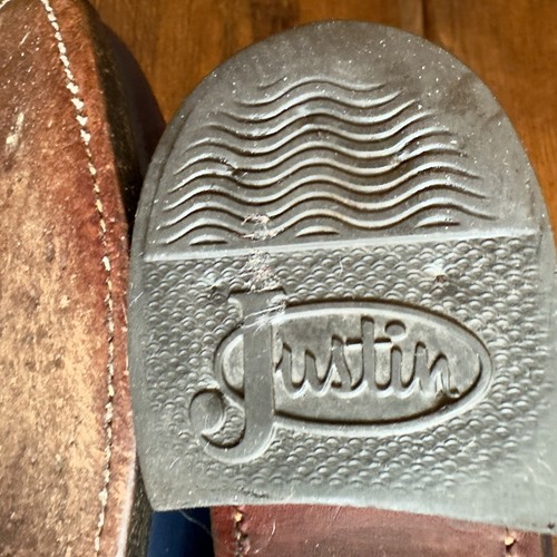 Justin Blue Leather Pull On Roper Cowboy Western Boots Womens Size 6.5 B L3744 - Picture 13 of 13