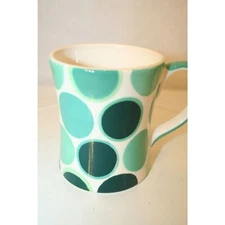 Harry &David 2009 Green Teal round spot/polka dots Coffee Tea Cup Mug RARE COLOR