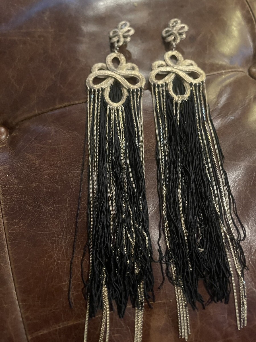 Chanel unique long tassel earrings