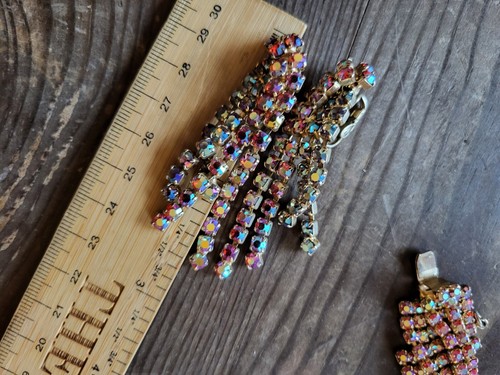 VINTAGE HATTIE CARNEGIE AB STRASS BRACCIALE ORECCHINI GLAMOUR SPLENDIDO - Foto 11 di 20