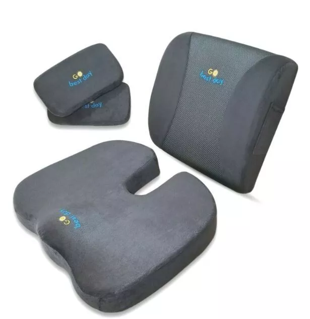 SOFTaCARE, Dark Gray Seat Cushion Coccyx Orthopedic Memory Foam and Lumbar  Set 2 