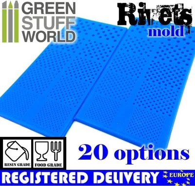 GREEN STUFF WORLD Pack x2 Semi-translucent RIVETS Textured Stamp SILICONE MOLD - screws nut