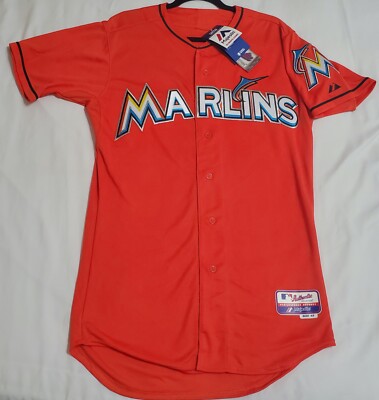MAJESTIC AUTHENTIC SIZE 52 2XL, MIAMI MARLINS ORANGE Cool