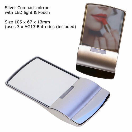 Compact Folding Pocket Mirror Handbag Travel Cosmetic Makeup Portable Vanity LED - Bild 5 von 13