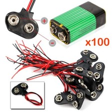 100PCS 9V 15cm Battery Connector T Type Clip Plug Wire Cord Leads 9 Volt