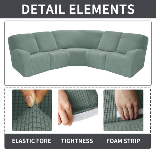 7-Piece L Shape Sectional Sofa Covers Stretch Jacquard Recliner Cover Slipcover - Picture 107 of 147