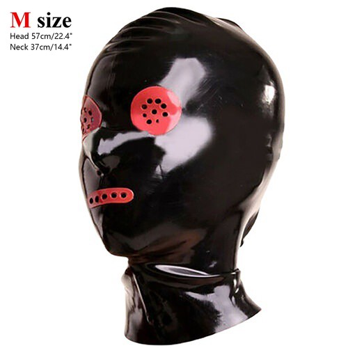 Latex Hood Mesh Eye Mouth Back Zip Catsuit Club Wear Cosplay Fetish Rubber Mask - Picture 2 of 8
