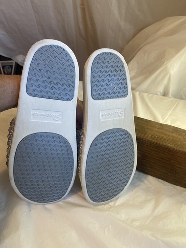 Women's Skechers Cali Fuxe Foam White Rhinestone Shiny Slides- Size 9- Very Nice - Picture 7 of 10