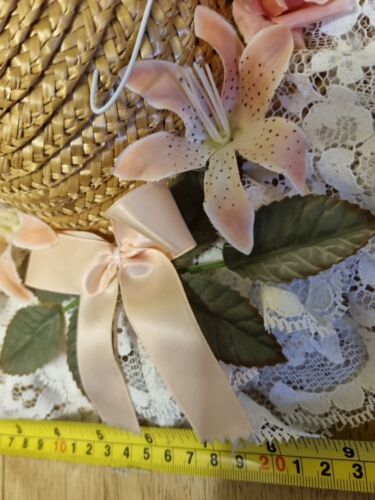 VINTAGE 1993 4OTH WEDDING ANNIVERSARY BIRTHDAY FLOWERS LACE HAT FOR WALL HANGING - Picture 13 of 19