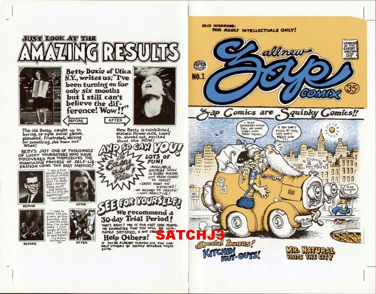 ROBERT CRUMB ZAP COMIX #1 ORIGINAL PRODUCTION ART COVER