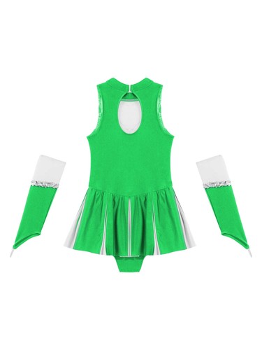 Kids Girls Sequins Pleated Dance Dress Bodysuit Dancewear Leotard Outfit Costume - Photo 30/45