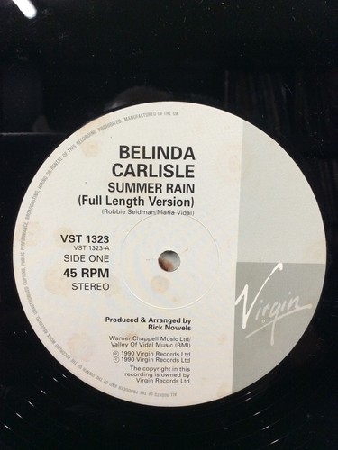 Belinda Carlisle Summer Rain 12” Single Vinyl Record VST1323 A1/B2 Pop 90’s - Picture 6 of 7