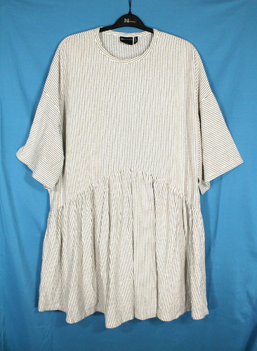 ASOS DESIGN CURVE Black/White STRIPED Dropped Waist OVERSIZED Mini Dress Sz 20
