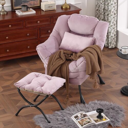 Modern Comfy Chair with Folding Footrest and Lumbar Pillow - Ideal for Reading - Picture 3 of 10