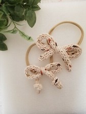 Handmade Knitted Baby, Infant, Child Headband Bow Knit, Crochet 2 pieces