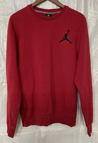 Jordan Pullover Sweatshirt Embroidered Logo Spellout Red Crew Neck - Picture 3 of 6
