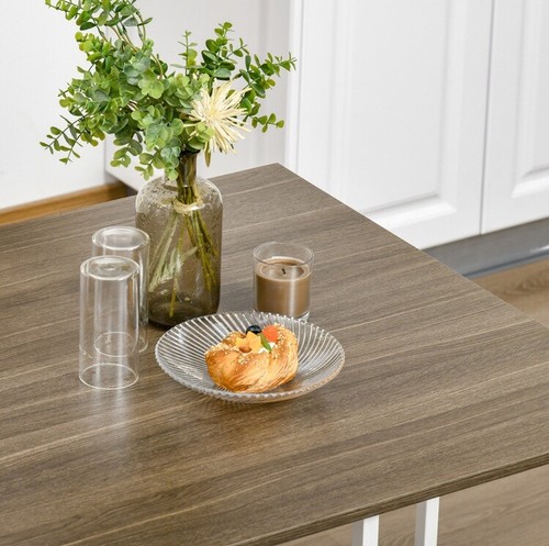 5 Piece Industrial Minimal Style Table And Stool Set- White/Brown - Picture 7 of 11