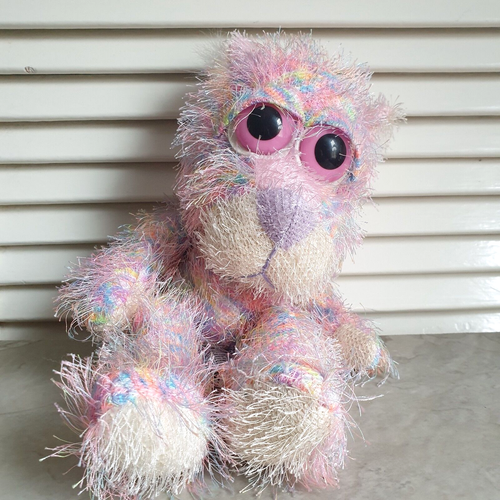 Juguete de peluche suave Russ Pitt Panther Punkie rosa arco iris multicolor 30 cm ojos grandes - Imagen 2 de 5
