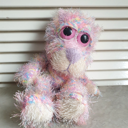 Russ Pitt Panther Punkie Pink Rainbow Multicolour 30cm Big Eyed Soft Plush Toy - Afbeelding 1 van 5