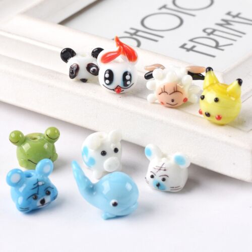 2 piezas cuentas sueltas de vidrio con forma animal hechas a mano para hacer joyas hágalo usted mismo - Imagen 2 de 25