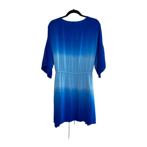 Echo Blue Ombré Kaftan Cover Up SZ Small Medium Oversized Butterfly V Neck - Picture 4 of 6
