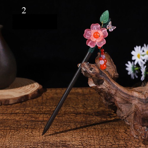 Retro Floral Flower Bead Hair Stick Hairpin Ancient Chinese Japanese Chignon☆ - Picture 11 of 39