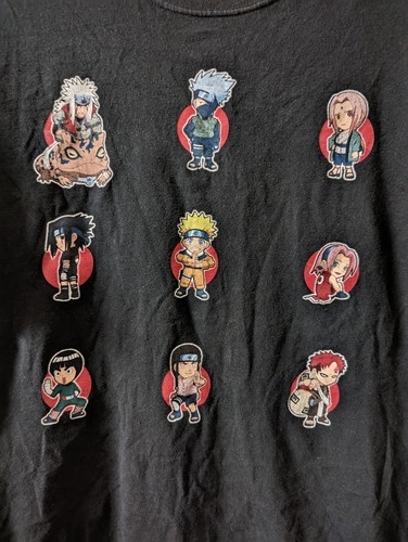 Naruto Super Deformed Rare Vintage Anime Cartoon T Shirt Men's Large Black 2002 - Picture 2 of 6