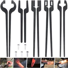 5 Types DIY Rapid Tongs Bundles Tool Set with Rivets for Blacksmith / Beginners 