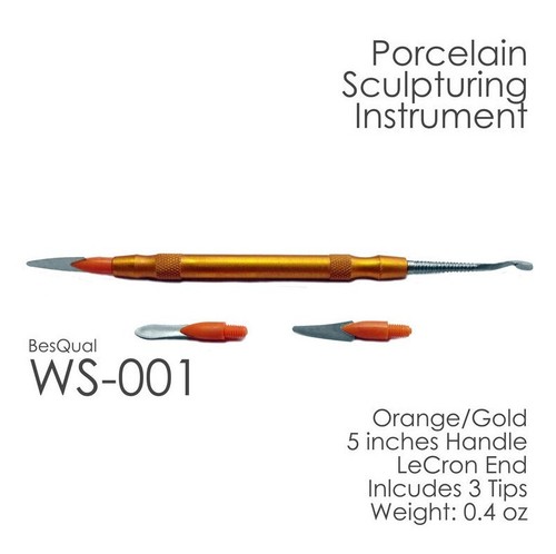 Dental Lab Porcelain Sculpturing Instrument Double Ended Meta WS-001 w/ 3 Tips - Picture 2 of 7