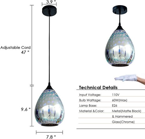 Pendant Lights for Kitchen Island, Glass Modern Hanging Ceiling Light Fixture... - 第 8/9 張圖片