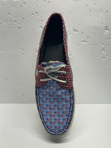 NIB Vineyard Vines Sperry Americana 2- Eye Boat Mens Loafers Shoes Sz 12 USA Red - Picture 3 of 8