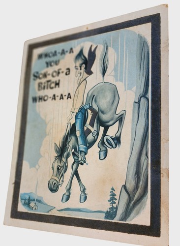 Vtg Cowboy Horse Comic Art Easel/Wall-Mount 7"x9" Cardboard w Flocked Accents - Picture 3 of 3