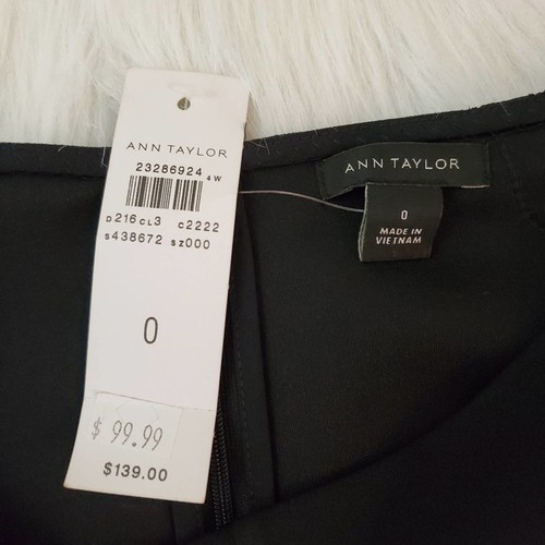 $139 NWT Ann Taylor Size 0 Black Mid-Length Shift Dress - Picture 6 of 7
