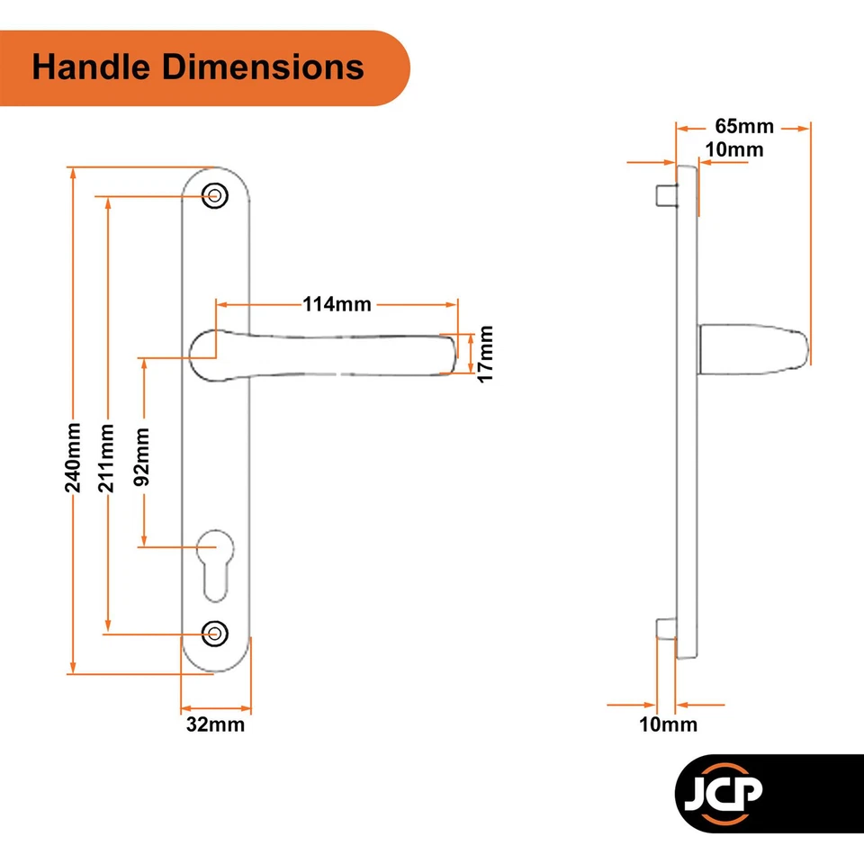 Mila Prolinea 92PZ Sprung 240mm UPVC Door Handle Lever Pair 211mm Screw Centres - Image 2 of 4