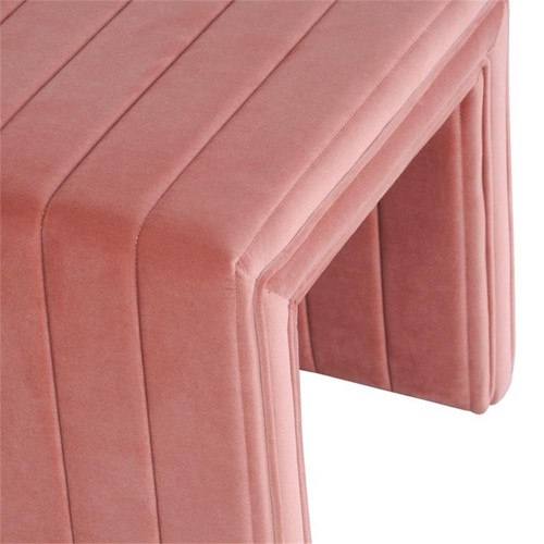 HomePop 16.5" Modern Velvet Decorative Ottoman in Blush Pink - Bild 6 von 9