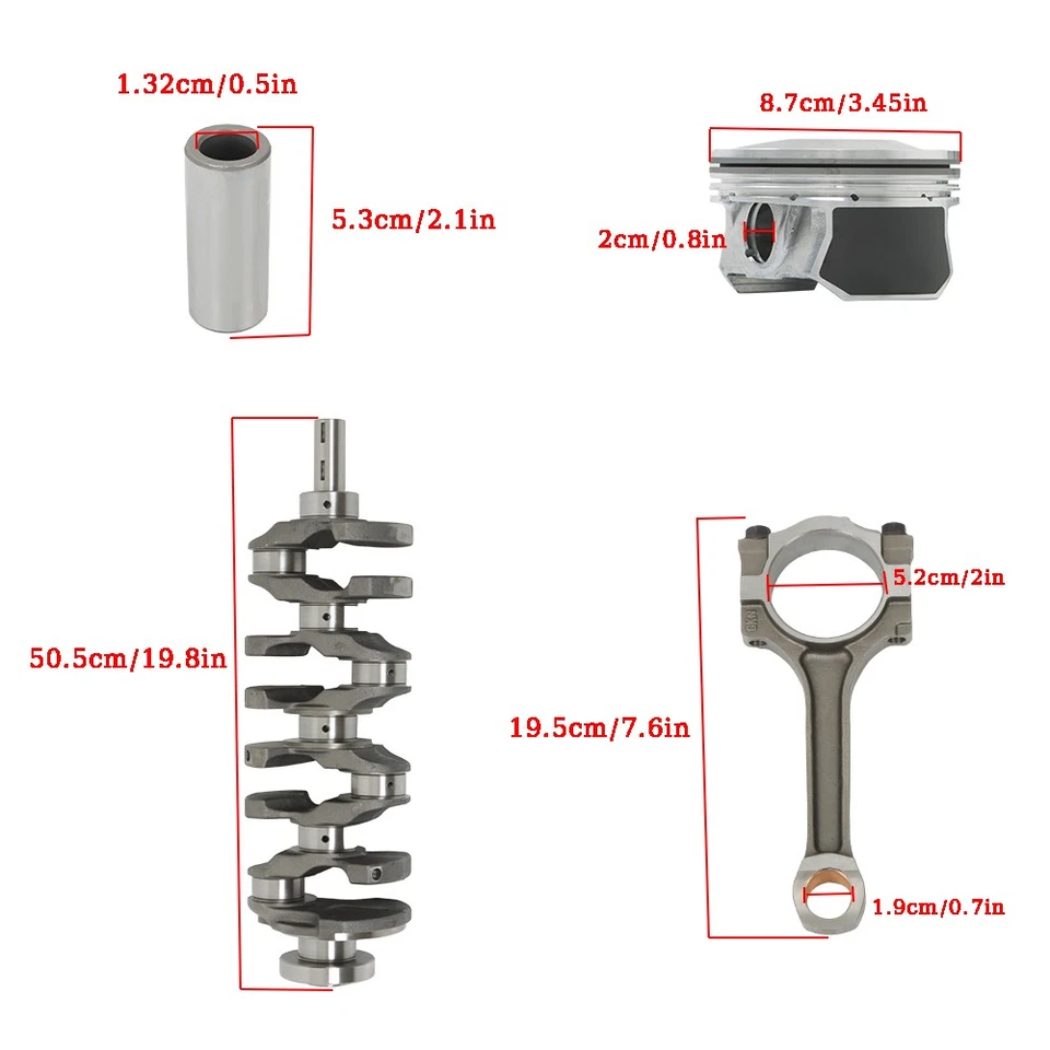 For Chevy GMC 2.4L Engine Rebuild Overhaul Kit- Crankshaft /Con Rods/Gasket Kit - Изображение 2 из 4