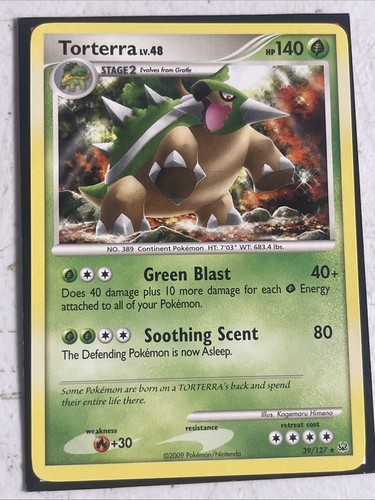 Pokemon Platinum Edition Rare Card - Torterra 39/127