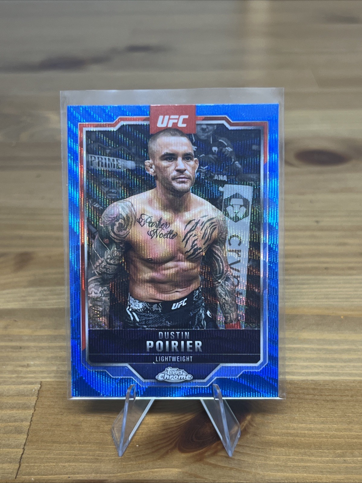 2025 Topps Chrome UFC- Dustin Poirier Blue Wave Refractor /75