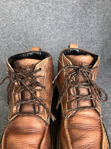 Justin Chukka Boots 989 Men’s 8.5 M Moc Toe Brown Leather Lace Up Ankle Work - Picture 5 of 19