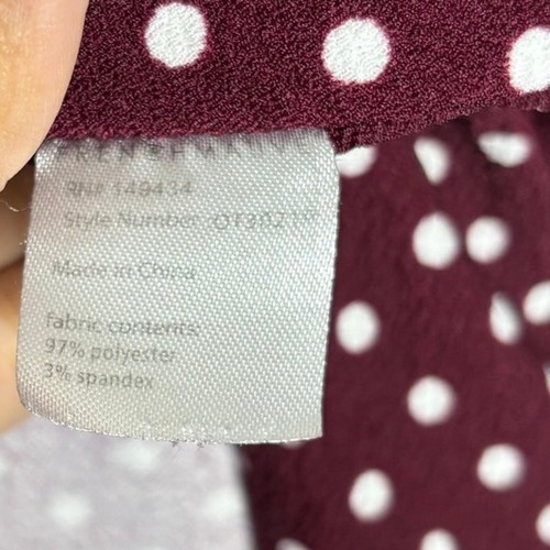 French Mauve Dark Wine Red Polka Dot Open Front Blazer Jacket Casual Work XL - Picture 5 of 8
