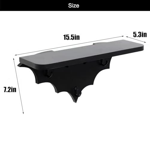 Bat Shelf Floating Black Wall Shelves for Bedroom-Halloween Wall Decor, Goth - Picture 4 of 7