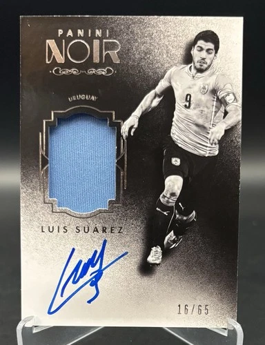Luis Suarez 2016-17 Panini Noir Soccer On Card Patch Auto /65 Uruguay