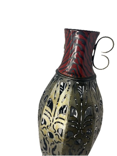 Indoor Out Door Vase 20” Tall Metal Top Made Of Tin Main BOD Y Made Of Ceramic - Picture 9 of 9