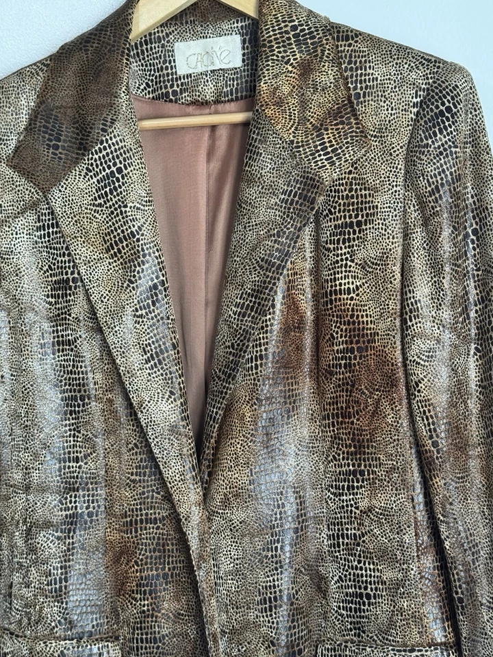 Винтажный кэш винтажный блейзер из змеиной кожи женский размер 8 глэм рок шик Y2K 90-е - Изображение 3 из 4