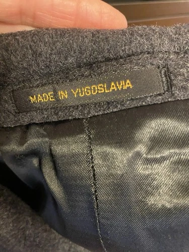 Vintage 70s Gray Wool Cashmere Over Coat Made In Yugoslavia Long Trench 48 Long image 3