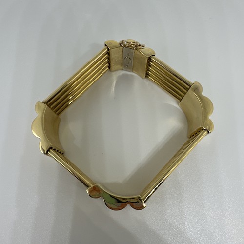 Italien signiert 18k Gelbgold klobig modern Unikat Armband breite Platte schwer - Bild 2 von 12