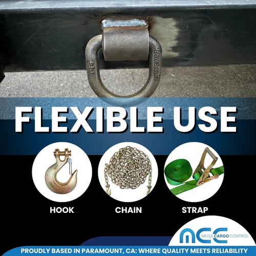 Paquete de 2 anillos en D forjados con soldadura de 3/4" de alta resistencia para remolque de camión de plataforma plana 26400 libras - Imagen 7 de 7