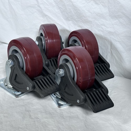 Set of 4 COLSON 5" x 2" Caster Wheels Swiveling & Locking Tech-Lock - Picture 10 of 11