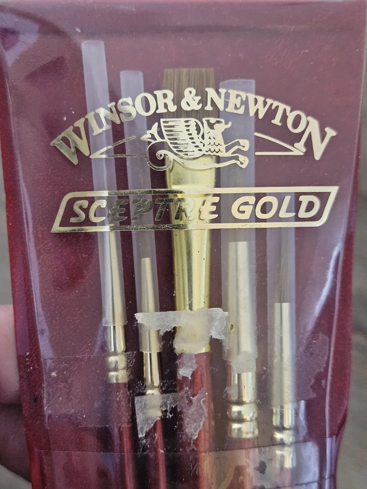 Juego de 5 pinceles de pintura al óleo Winsor & Newton Sceptre Gold de colección NUEVO Foto 4 de 4
